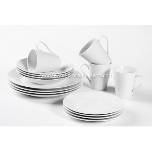 16 Pieces White Porcelain Dinner Set Shrink Packing Pallet Packing